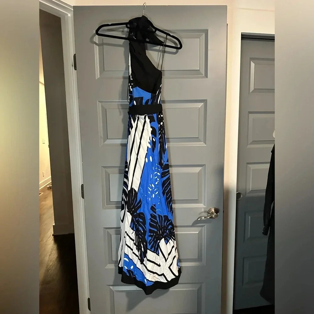 NWT REISS London Erin Palm Leaf Print Halter Midi Dress - Picture 5 of 6